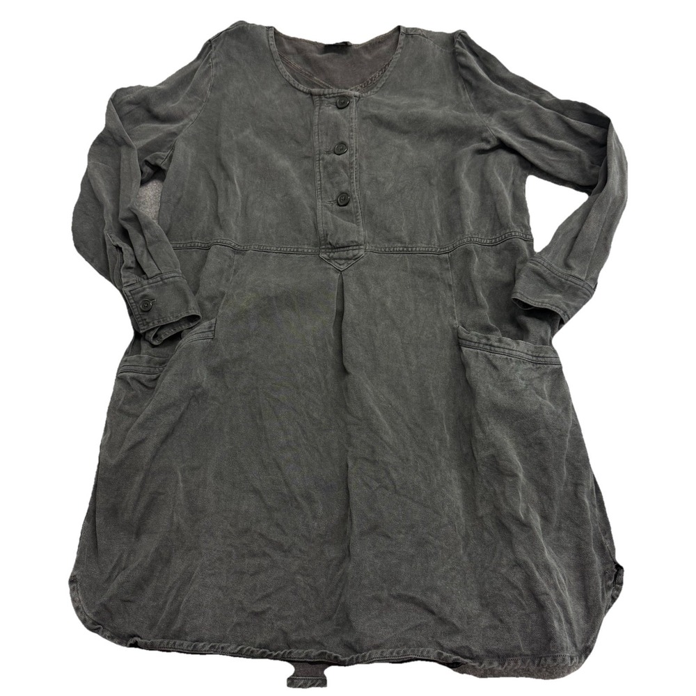 WRAP London Utility Dress Charcoal Size US 16 Cottage Core Alt 40% Linen